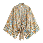 Boho Rayon Floral Kimono Blouse - Summer Beach Wrap Top