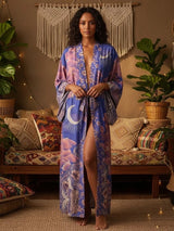 Bohemian Floral Rayon Kimono - Maxi Beach Cover-up & Robe